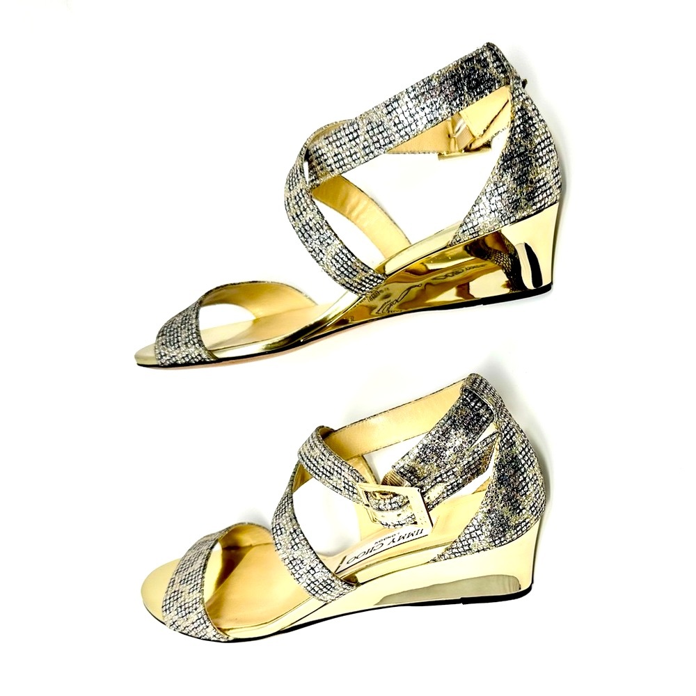 Jimmy Choo Elegant Silver Strappy Women's‎ Open Toe Heels - Sandals Size 38